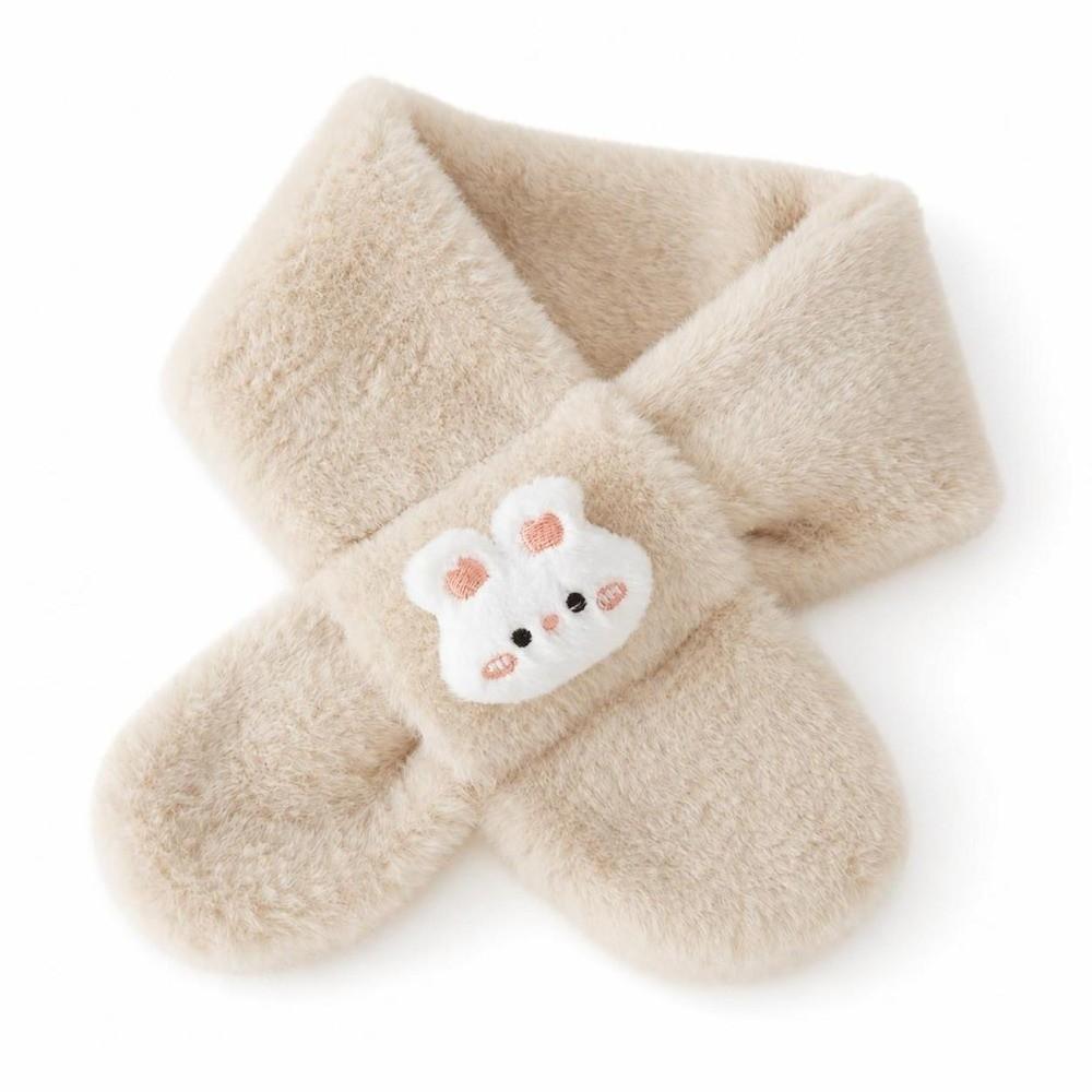 Cartoon Rabbit Girls Winter Scarfs Solid Color Wool Scarf New Knitted Scarf  Women