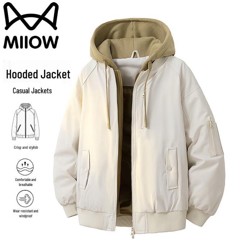 Men's Winter Layered Look Hooded Padded Bomber Jacket