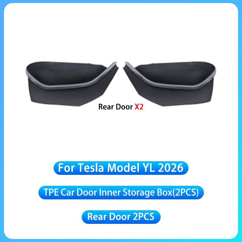 For Tesla Model YL Launch 2026 TPE Door Side Storage Box Front Rear Door Slot Organizer Tray Protector Model YL Door Storage Box