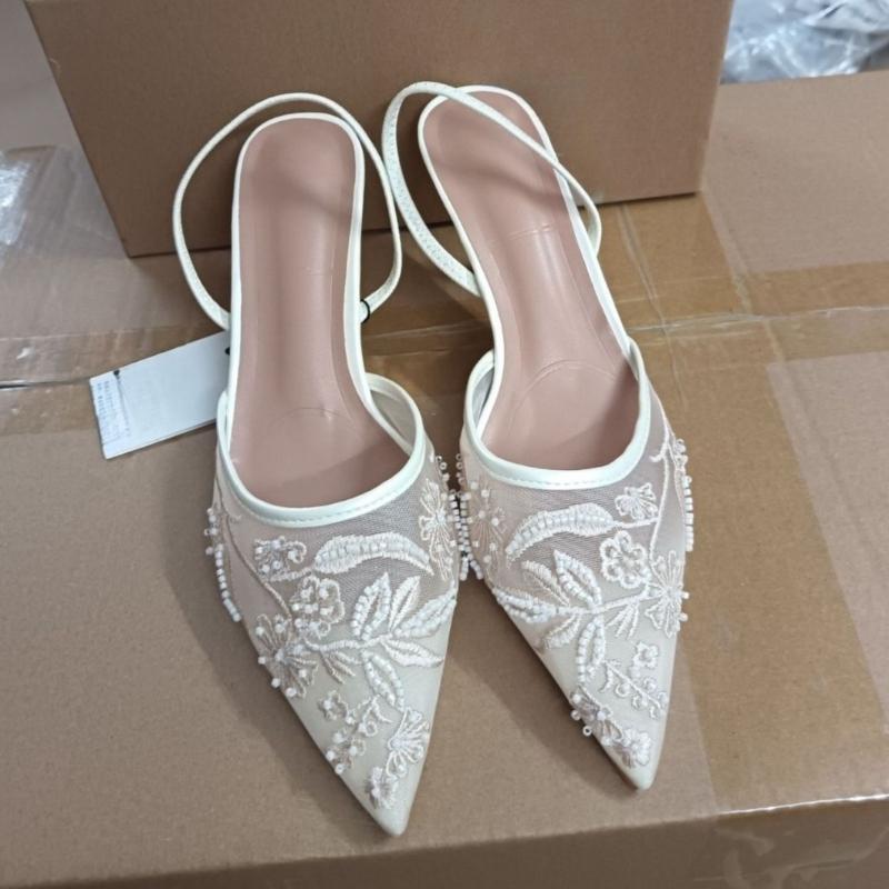 

Дизайнерский бренд модной обуви, женские туфли на высоком каблуке, свадебная обувь, жемчужная вышивка, цветы, сетчатый ремешок сзади, летние слинги, элегантные женские сандалии 36