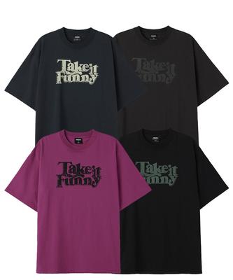 URBANAGE [2Pack] Take It Funny Vintage Oversized Short Sleeve (4 Colors) (Type B)