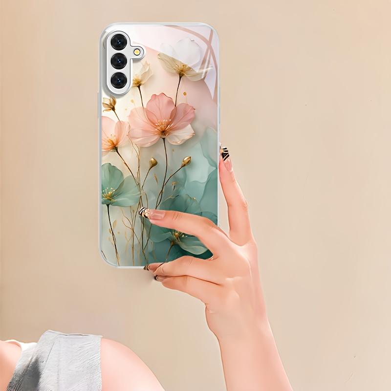 Custodia per telefono in vetro galvanizzato con motivo floreale adatta per Samsung Galaxy S26 S25 S24 S23 S22 S20 S11S10 FE/Ultra/Plus antiurto