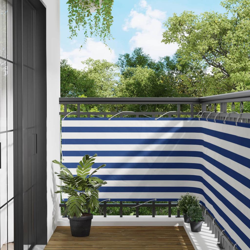 Balcony Privacy Screen Blue and White 90 X 200 Cm