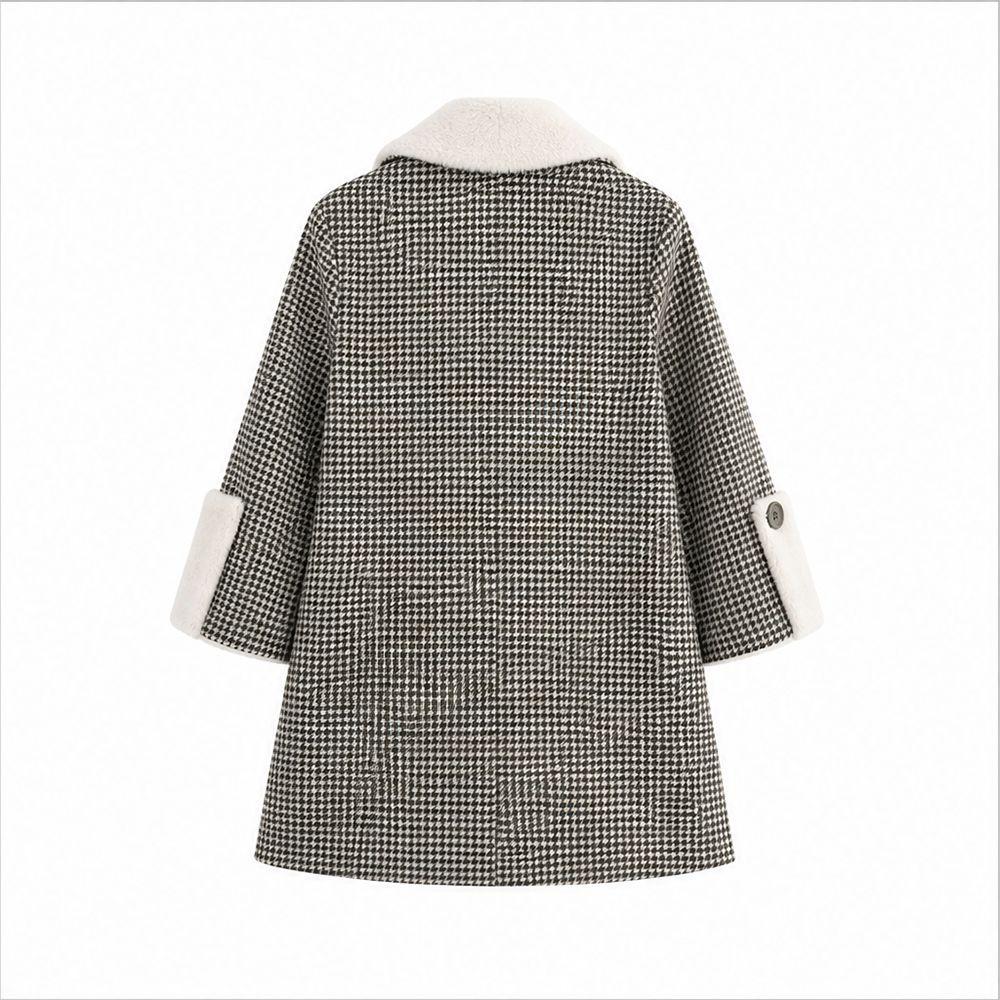 Women's Dark Green Coat for Fall/Winter; Mid-Length, Retro-Style, Loose-Fit, Thick Wool Coat
