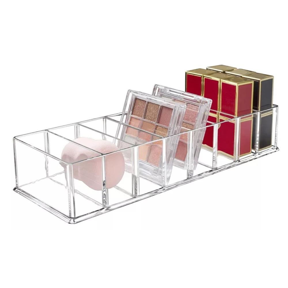 Clear Makeup Organizer 8 Compartments Cosmetic Display Holder Cosmetic Storage Box  Vanity