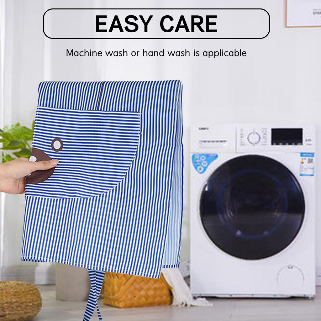 1-Pack Cute Bear Bib Apron Cartoon Design Polyester Stripes Cooking Apron with 2 Pockets Women Men Housework Cleaning Apron Kitchen Apron for Chef Co