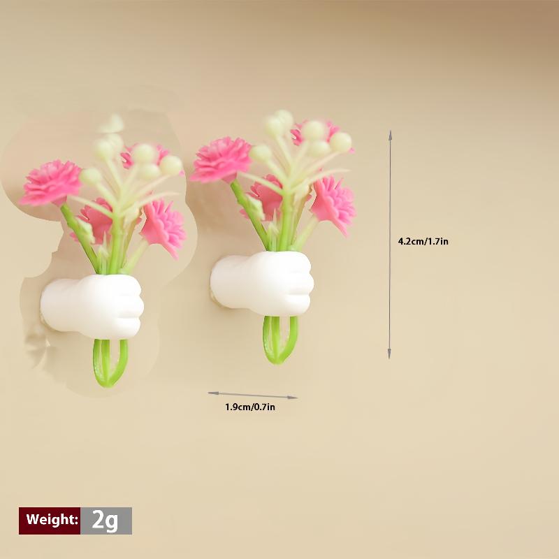 

[J9]2Pcs 1/12 Dollhouse Miniature Handheld Flower Model Wall Hanging Decoration For Doll House Accessories розовый