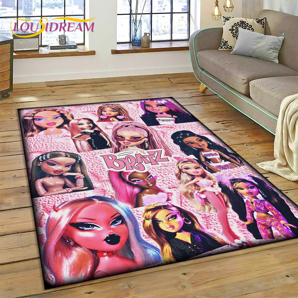 3D Cartoon Bratz Girlz Rock Game HD Carpet Rug for Home Living Room Bedroom Sofa Doormat Decor,kids Area Rug Non-slip Floor Mat