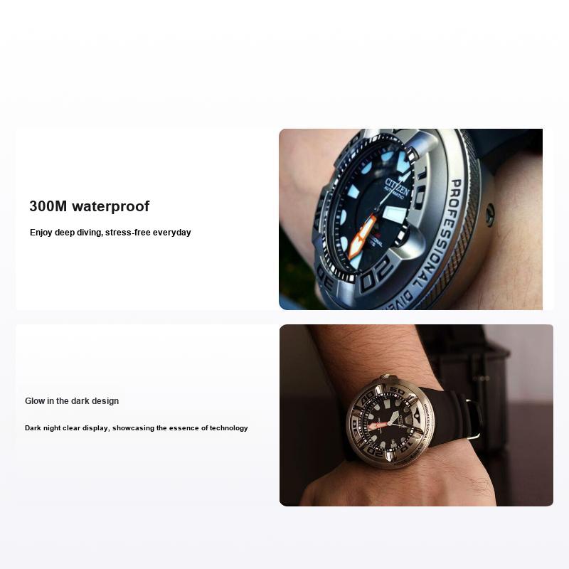 Citizen Men's Black Eco-Drive Series Waterproof Luminous Quartz Movet Stainless Steel Watch Watches Bj8050-08E