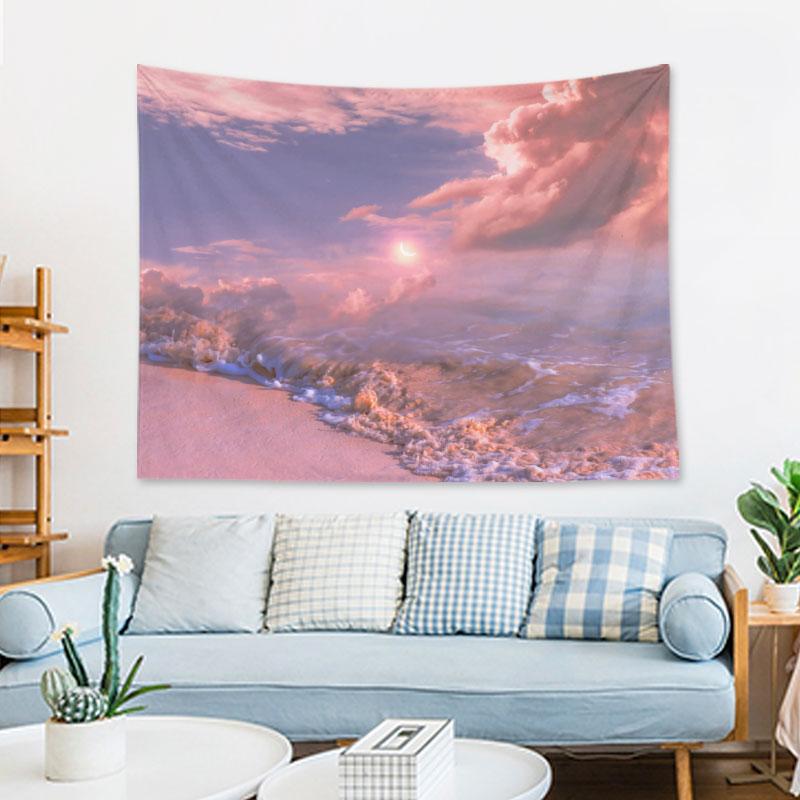 Pink Moon Star Tapestry Bohemian Style Decorative Room Tapestry Living Room Wall Canvas Wall Decorative Tapestry