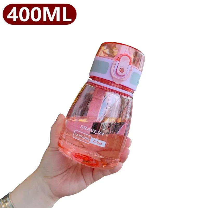

Мини-бутылка для питьевой воды, не содержащая бисфенол-А, пластиковая чашка для воды, портативная многоразовая, с откидной крышкой, спортивная бутылка для воды для кемпинга на открытом воздухе, 400 мл 0.4L розовый