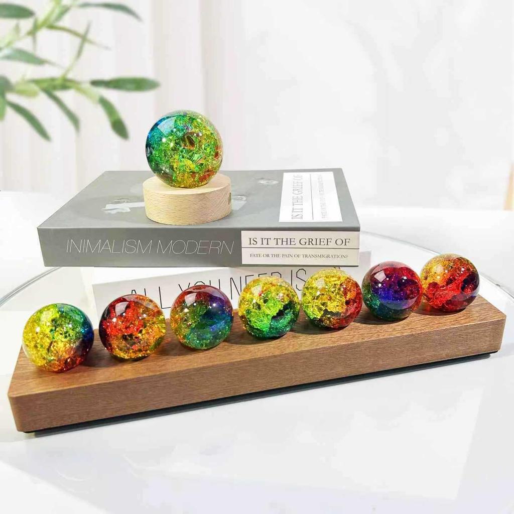 Seven-Color Crystal Glass Ice Crack Ball Fountain Decor