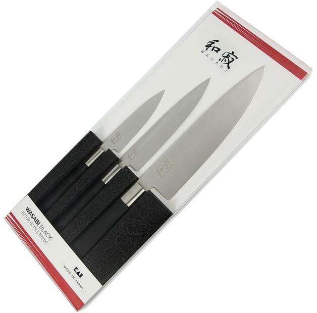KAI Wasabi Black Kitchen Knife Set, 3 Pieces (67S-300)