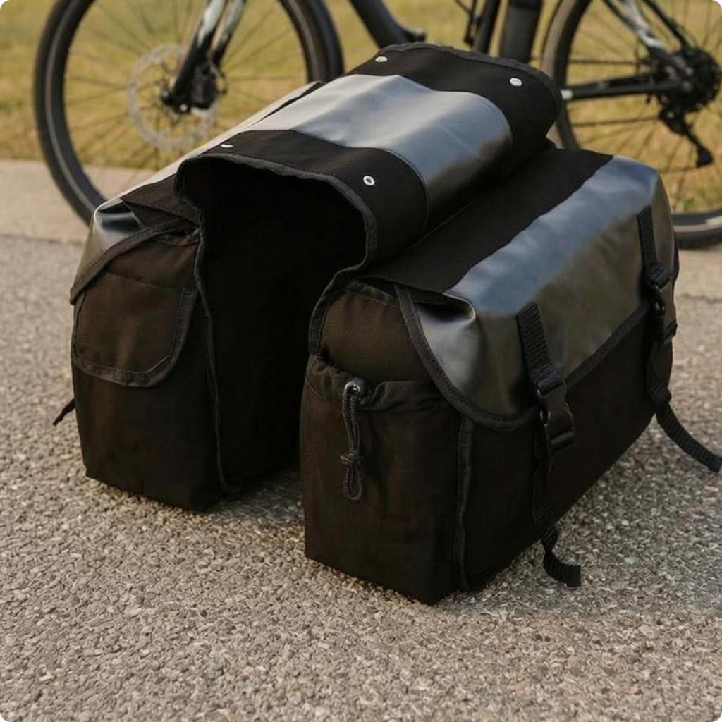 Canvas Bicycle Rear Pannier Multi Pocket Bikepacking Bag