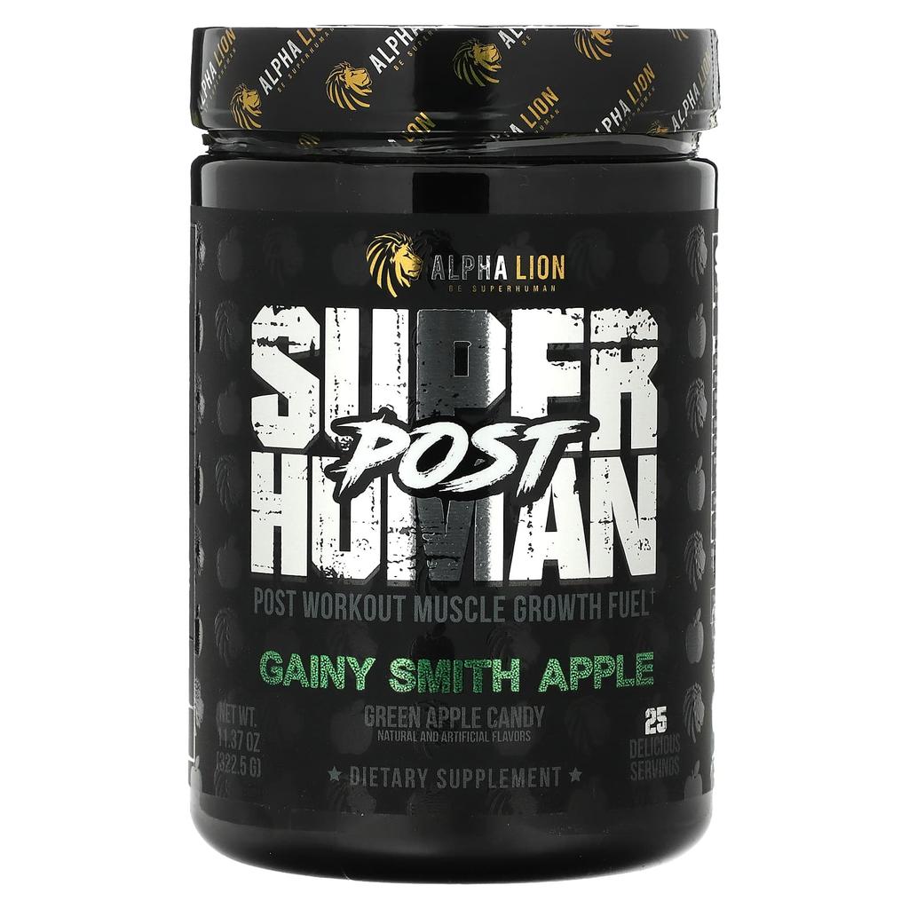 ALPHA LION, SuperHuman Post, Genismith Apple, Green Apple Candy, 322.5g (11.37oz)