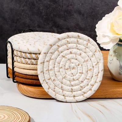 8Pcs Trivets Set for Hot Dishes Cotton Woven Pot Holders Heat Resistant Hot Pads Non-Slip Kitchen Table Protector for Counter
