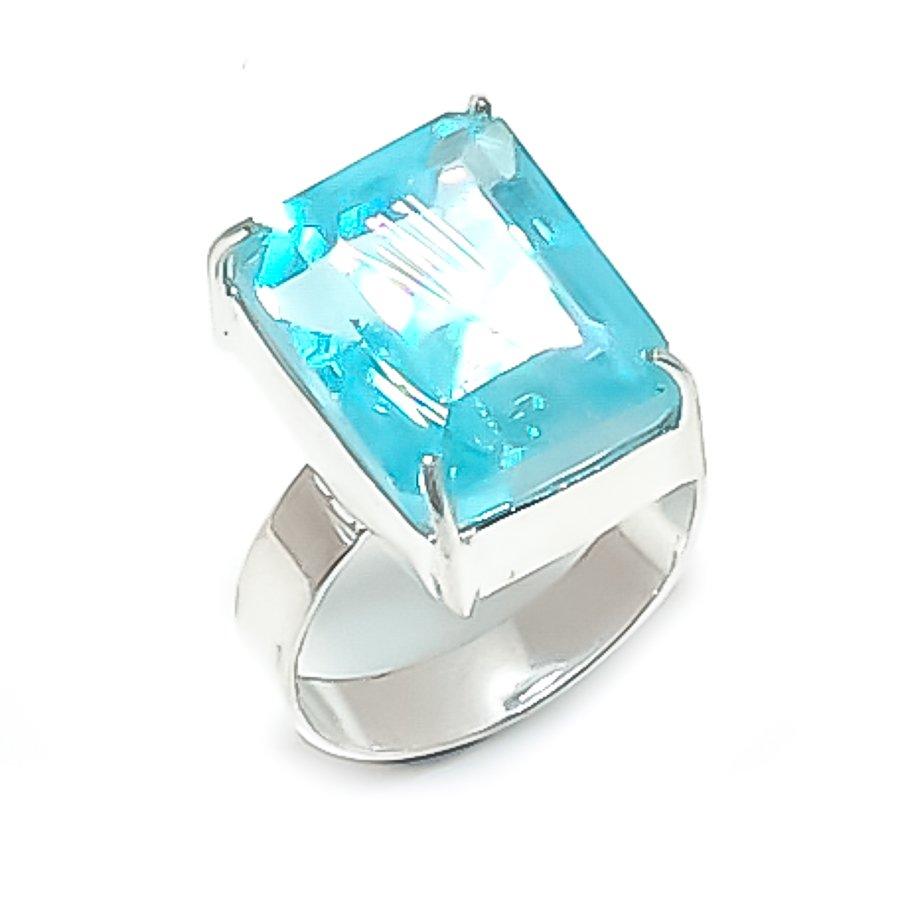 

Натуральный швейцарский голубой топаз драгоценный камень 925 стерлинговое серебро ювелирное кольцо размер 9 N5t01
