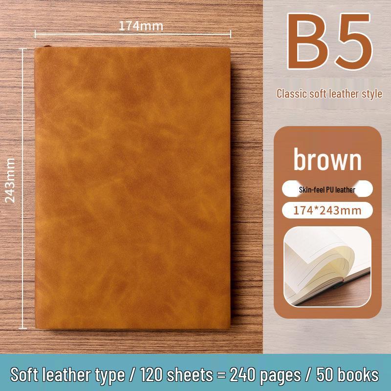 A5 Soft Leather Suede Notebook with Custom Logo - Simple B5 Business Meeting Journal, Large Thick Diary