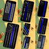 Police Styled Thin Blue Line Flag Case For Samsung Galaxy A54 A34 A14 A15 A35 A55 A52 A32 A12 A51 A71 A13 A23 A33 A53 Cover
