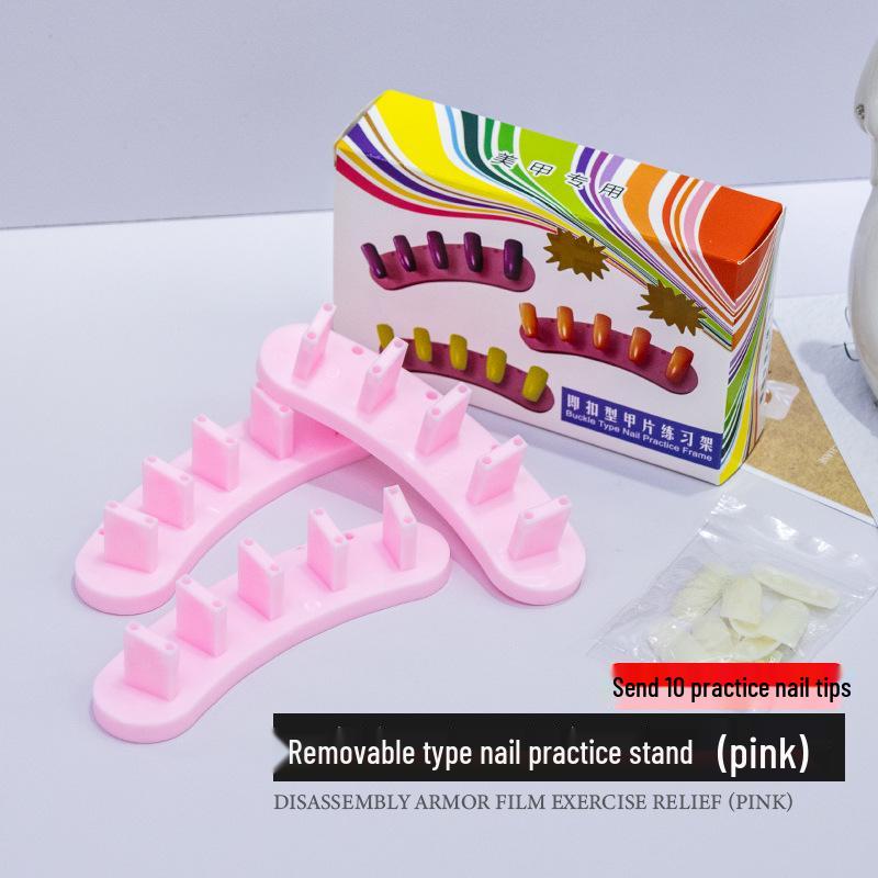 

Подставка для практики нейл-арта и набор глины для начинающих 3 Pcs Curved Set розовый