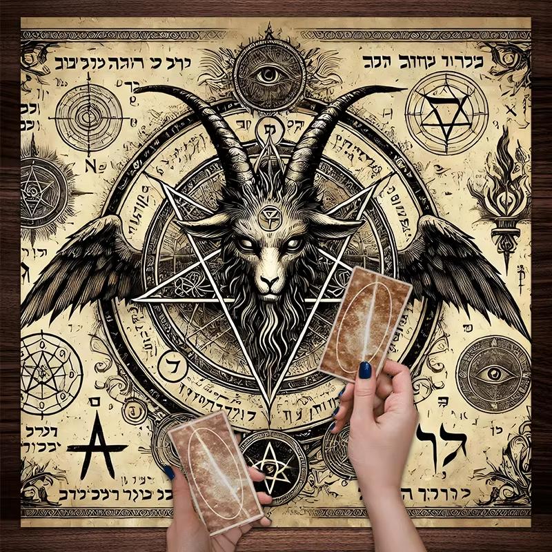Telo Altare Pentagramma di Baphomet Tovaglia Tavolo Stregoneria Mistica Tarot Arazzo da Parete Wicca Decorazione Stanza Gotica Tappetino per Scrivania Rituale Magico