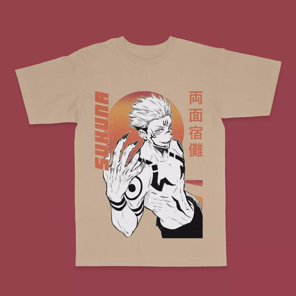 Anime Jujutsu Kaisen Sukuna the King of Curses T-shirt Japanese Manga Gift Tee Men's T-Shirt Black Casual Crew Neck Cotton Tee