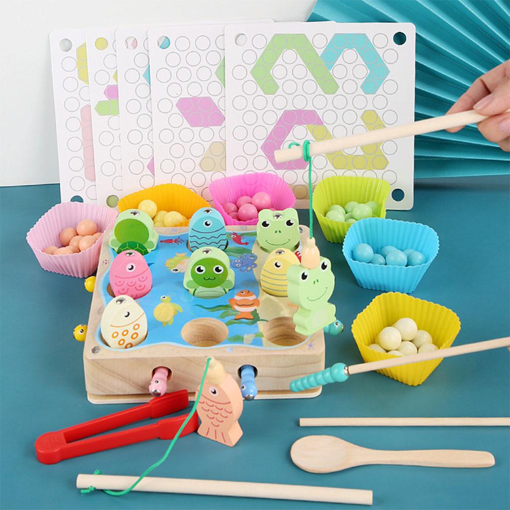 Wood Magnetic Fishing Game Memory Development Multicolor for Boys Girls Children