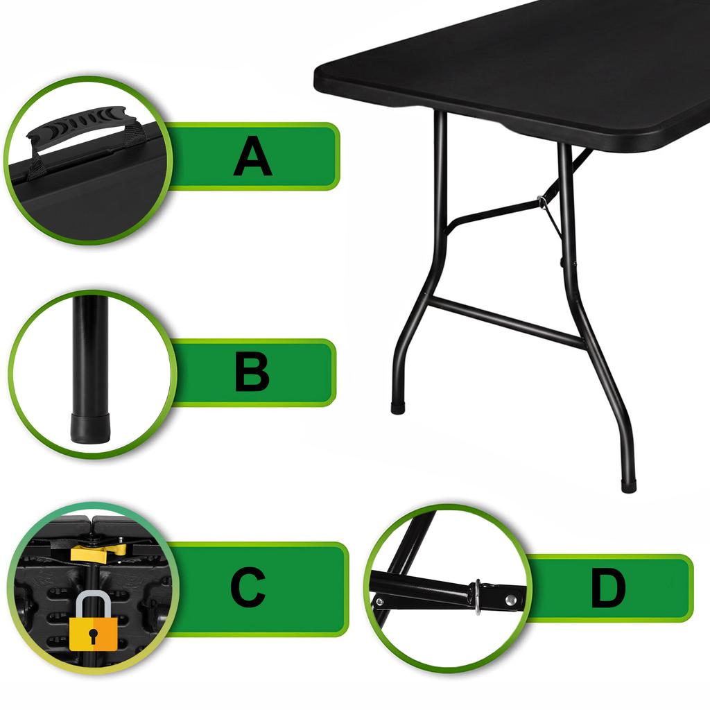 Bali Black Folding Catering Table 180cm in a Black Portable Case