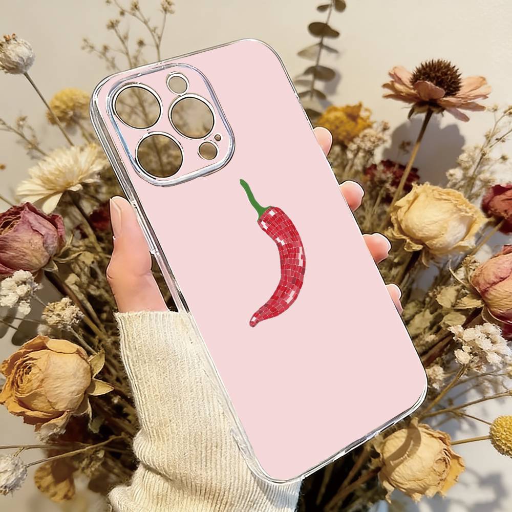 

Chili Red Phone Case Transparent Silicone Soft For iPhone 17 16 15 14 13 12 11 Mini Pro Max Plus iPhone14