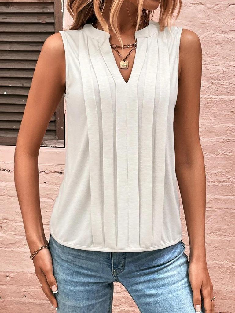 Elegant Pleated V-Neck Vest - 2025 Summer Fashion for Women