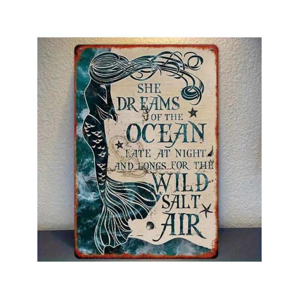 

SeaVint Vintage Mermaids Tin Sign Rustic Coastal-Themed Wall Art Indoor Outdoor Home Patio Garden Decorative Plaque 20x30cm（7.8x11.8inch）