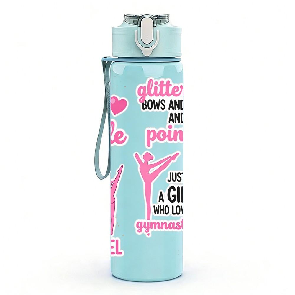 1PC Hustle Girl Power Feminist Quote Art 750ml Color Plastic Sports Water Bottle Leakproof Flip Straw Lid Suitable for Sports Office Home Use