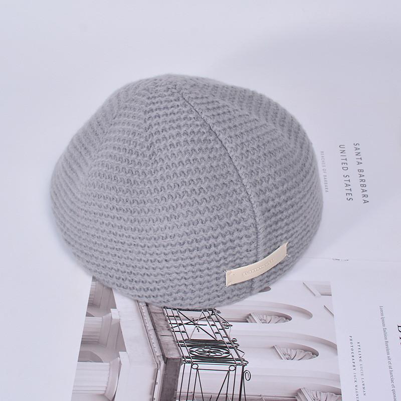 Korean Version Beanie Cap With Breathable Wool Blend Material For Autumn And Spring серый