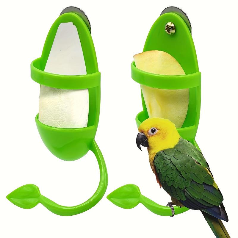 Bird Cuttlebone Holder with Feeding Dish for Parrots and Parakeets Calcium Supplement and Foraging Toy