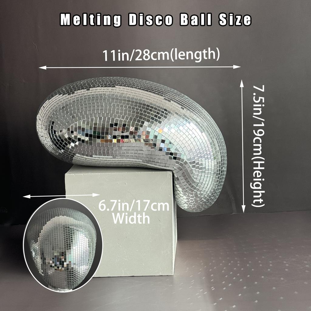 28cm Melted Disco Ball Mirror Reflective Funky Home Decor Handmade Aesthetic Room Decor Melting Mirror Ball For Table Shelf