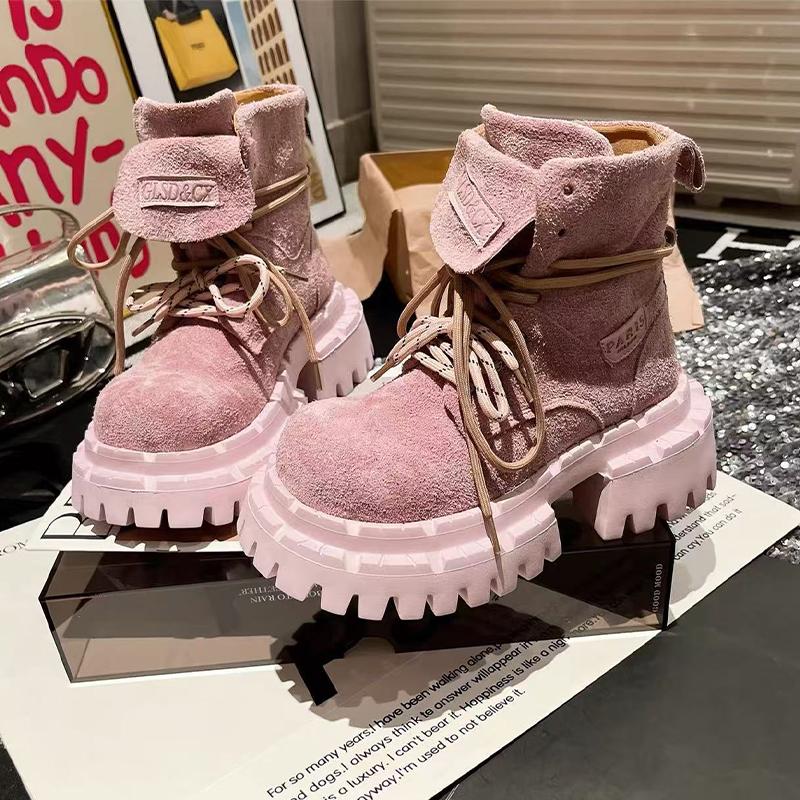 Módní kotníkové boty pro ženy Designové ploché boty Platformy Módní zimní šaty Dámské boty 2025 Nové semišové Pohodlné Chelsea Botas De Mujer