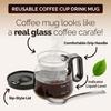 Kaffekopp i glass 16 oz Kaffekanne-stil kopp med lokk Stor kapasitet Varm og kald drikkekopp Gave til kaffeelskere