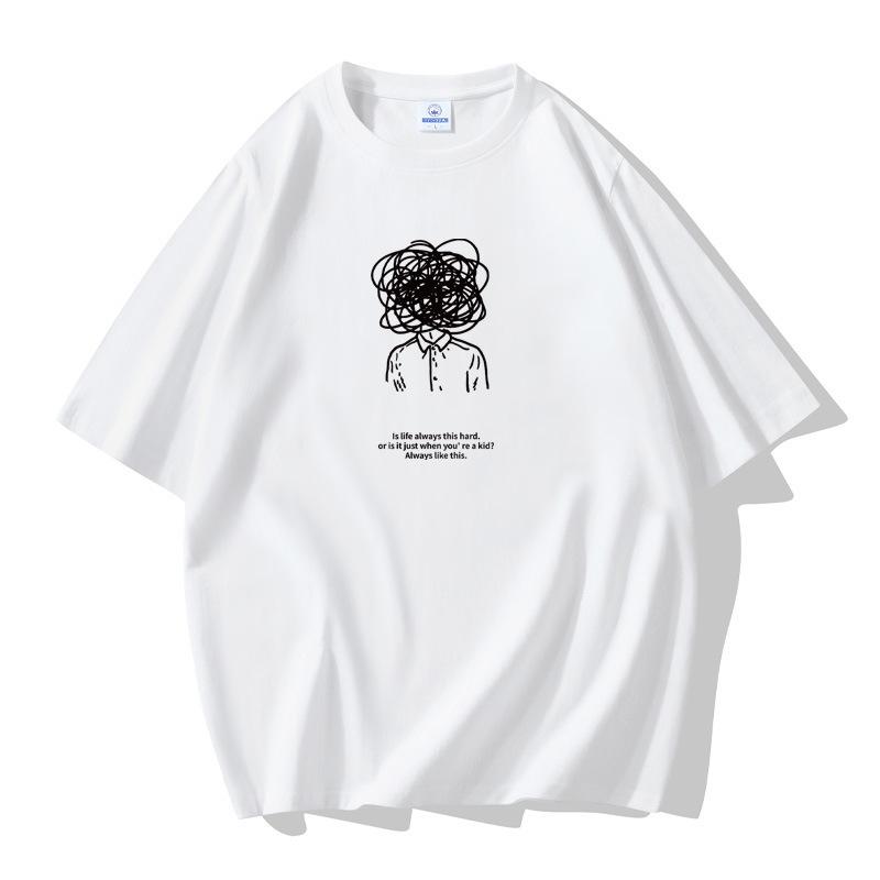 

Thinking S-5XL Мужская футболка из чистого хлопка с короткими рукавами Летняя повседневная футболка 5XL белый