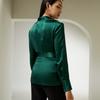 Satin Satin Mode Frühling und Sommer Schlank geschnitten V-Ausschnitt Langarm Gürtel Taille Hemd Europäisch und Amerikanisch Einfarbig Pendler Damenhemd