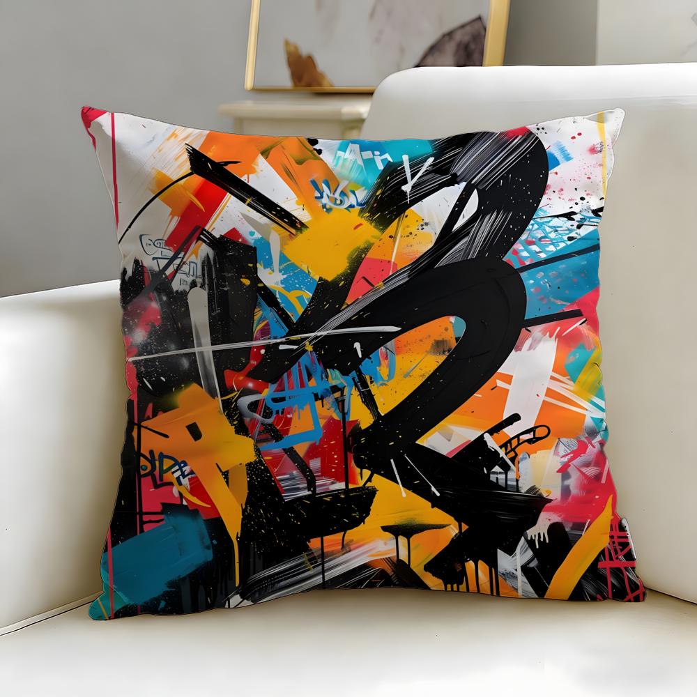 Federa Cuscino con Texture Graffiti da Strada Morbida e Facile da Lavare – Versatile Per Divano, Letto, Viaggio E Ufficio