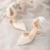 Sandals for Women Square Heels Pointed Toe Woman Shoes Medium Pearl Vip Footwear New Breathable Fashion Original Luxury 2025 Pvc