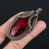 Red Flash Labradorite Pendant, 999 Copper Wire Wrapped Jewelry, Gemstone Jewelry Pendant, Handmade Wedding Gift Jewelry