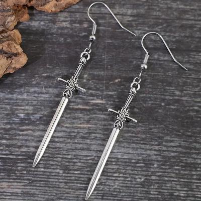 Vintage Inspired Cross Sword Pendant Dangle Earrings Hypoallergenic Unique Personality Gothic Jewelry For Women Perfect Gift