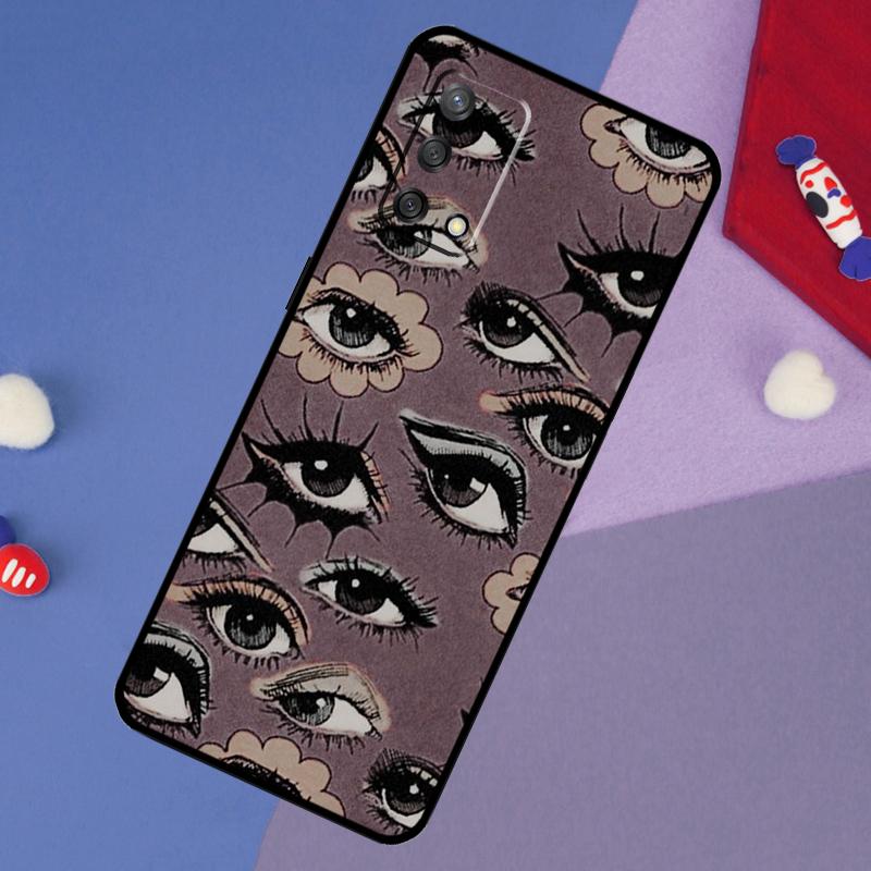 Scary Face Eyes Case For OPPO A98 A78 A58 A18 A96 A76 A16 A15 A17 A77 A5 A9 A74 A94 A52 A72 A53S A54S A57S