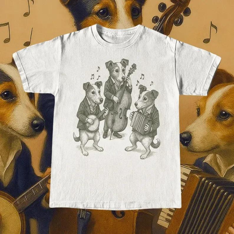 Musician Jack Russell Terrier Shirt Vintage Dog Band Tee Funny Dog Lover Gift Unisex T-Shirt XL