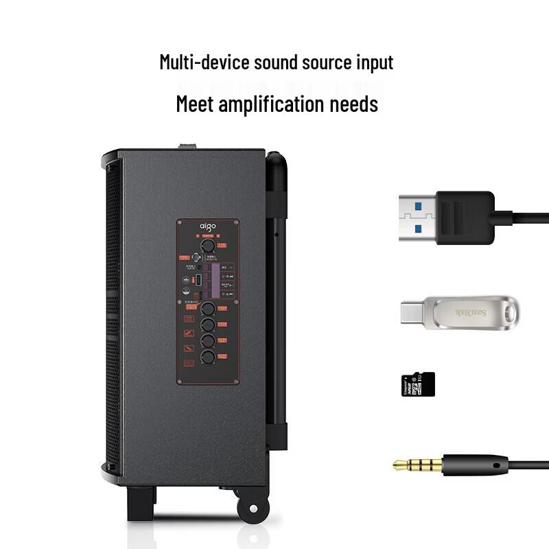 aigo S308 8-inch Portable Bluetooth Karaoke Speaker CN plug (adapter included)