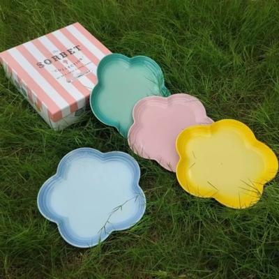 Piatto Piccolo in Ceramica Fiori di Pruno Multiuso 14cm Ciotole Rialzate per Animali Domestici Colore Solido Multicolore Ciotola per Cibo Gatti