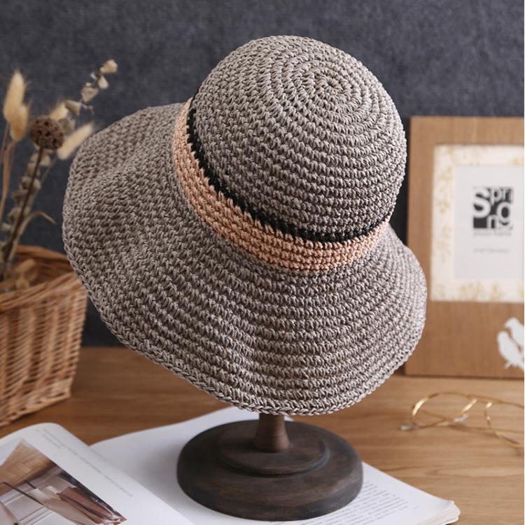 Bucket Hat Flower Versatile Summer Hat Women Beach Outing Shading Sun Protection Straw Hat Woven Material