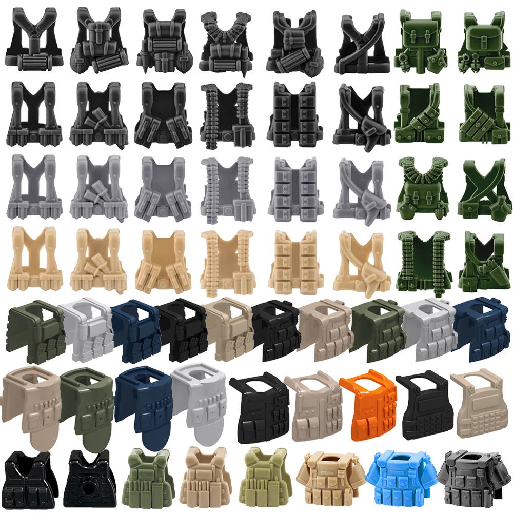 MOC US Soldiers Figure Vest Building Blocks Military Tactical Armor Army Bricks Weapons Accessories Toy Children J023