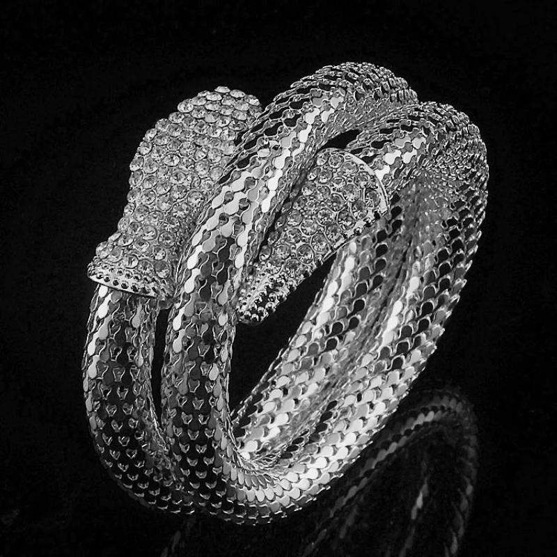 Punk Style Snake-shaped Winding Thick Bracelet Set with Retro Bracelet Jewelry